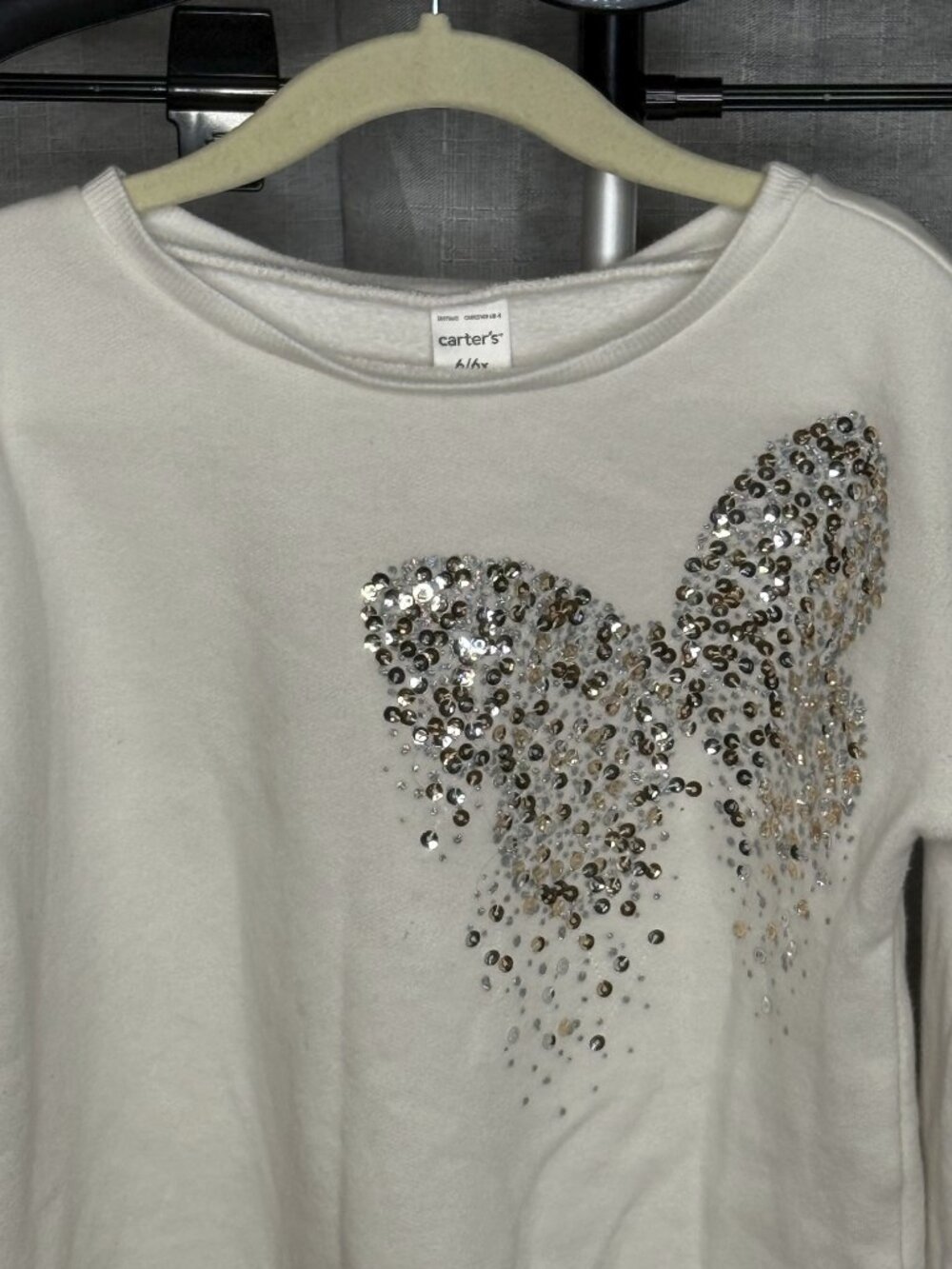 Carter's - Girls Butterfly Sequin Long Sleeve Sweater - Size 6/6X